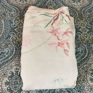 Floral Print with birds 50s Cream Bedding queen flat Sheet